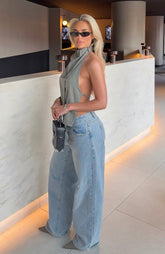 Just My Type Mid Rise Wide Leg Jeans Light Blue