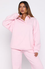Chill Moves Oversized Henley Sweater Pink