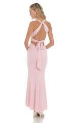 Twist V-Neck Maxi Dress In Pink