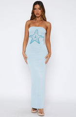 Chasing Wild Dreams Knit Maxi Dress Azure