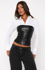 Won't Tell You Again PU Bustier Black