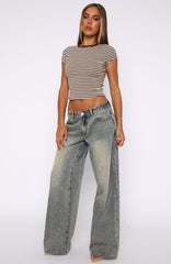 Maeve Low Rise Wide Leg Jeans Sand