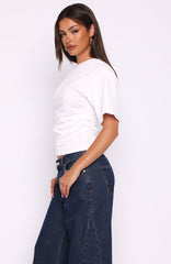 Destination Unknown Cinched Waist Boxy Tee White