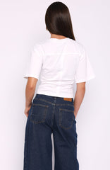 Destination Unknown Cinched Waist Boxy Tee White