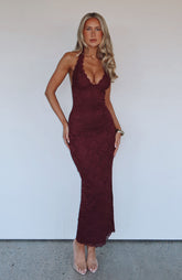 Destiny Lace Maxi Dress Burgundy