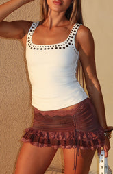 Let's Play Studded Tank Top White