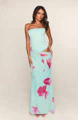 Peach Fizz Strapless Maxi Dress Amalfi Muse