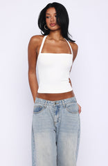 A Minute Later Ribbed Top White