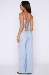 Born To Glow Wide Leg Pants Blue Stripe