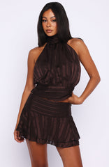 Brightened My Day Mini Skirt Chocolate