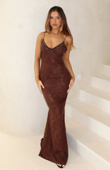 Lust For Life Maxi Embellished Trim Dress Chocolate