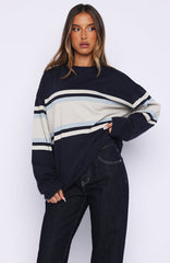 Too Cool For You Oversized Long Sleeve Tee Navy